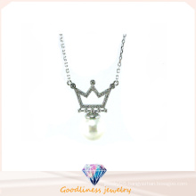 Woman Fashion Jewelry AAA CZ & Pearl 925 Silver Necklace (N6630)